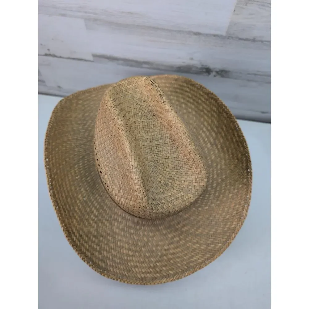 Vintage Turf Paradise Meister Bräu Day Hat Cowboy Straw Western Brown‎ Mens 80s